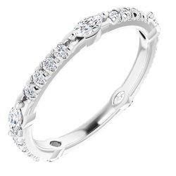 124177 / Sterling Silver / Ring / Unset / Marquise / 04.00X02.00 Mm / 03.00 / Polished / Eternity Band Mounting